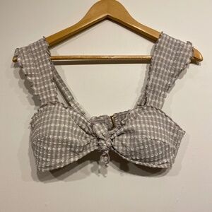 Adore Me Seersucker Grey and White Bikini Top Size Medium